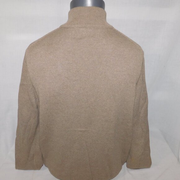 Banana Republic Mens L Tan Light Brown Button Turtle neck Military Style Sweater - Picture 10 of 12